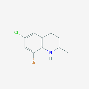 molecular formula C10H11BrClN B13650321 8-Bromo-6-chloro-2-methyl-1,2,3,4-tetrahydroquinoline 