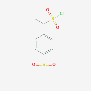 molecular formula C9H11ClO4S2 B13650857 1-(4-(Methylsulfonyl)phenyl)ethane-1-sulfonyl chloride 