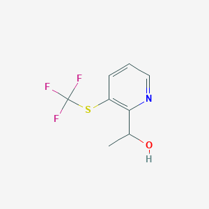 molecular formula C8H8F3NOS B13650931 1-(3-((Trifluoromethyl)thio)pyridin-2-yl)ethanol 