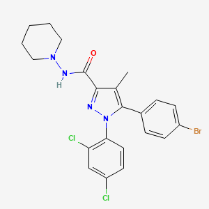 molecular formula C22H21BrCl2N4O B1365147 5-(4-Bromo-phenyl)-1-(2,4-dichloro-phenyl)-4-methyl-1H-pyrazole-3-carboxylic acid piperidin-1-ylamide 