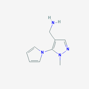 molecular formula C9H12N4 B1365148 (1-methyl-5-(1H-pyrrol-1-yl)-1H-pyrazol-4-yl)methanamine 