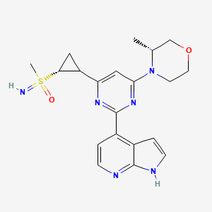 molecular formula C20H24N6O2S B13651636 (3R)-3-methyl-4-(6-((2R)-2-((R)-S-methylsulfonimidoyl)cyclopropyl)-2-(1H-pyrrolo[2,3-b]pyridin-4-yl)pyrimidin-4-yl)morpholine 