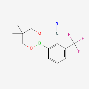 molecular formula C13H13BF3NO2 B1365164 2-(5,5-Dimethyl-1,3,2-dioxaborinan-2-yl)-6-(trifluoromethyl)benzonitrile CAS No. 883899-03-4