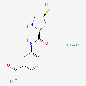 molecular formula C12H15ClN2O3S B1365172 3-((2S,4S)-4-巯基吡咯烷-2-甲酰胺基)苯甲酸盐酸盐 CAS No. 219909-83-8