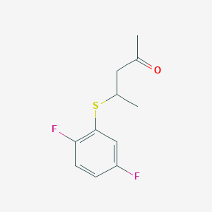 molecular formula C11H12F2OS B13651768 4-((2,5-Difluorophenyl)thio)pentan-2-one 