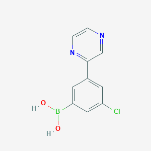 molecular formula C10H8BClN2O2 B13651783 3-(Pyrazin-2-yl)-5-chlorophenylboronic acid 