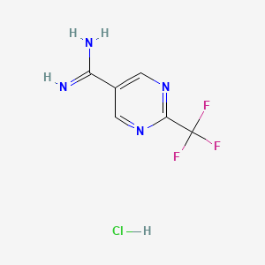 molecular formula C6H6ClF3N4 B13651817 2-(Trifluoromethyl)pyrimidine-5-carboximidamide hydrochloride 