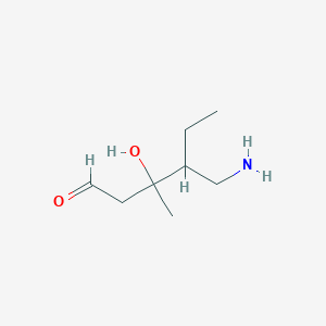 molecular formula C8H17NO2 B13651841 4-(Aminomethyl)-3-hydroxy-3-methylhexanal 