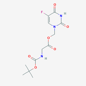 molecular formula C12H16FN3O6 B136519 1-(N-tert-Butyloxycarbonyl)glycyloxymethyl-5-fluorouracil CAS No. 149439-92-9