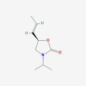 molecular formula C9H15NO2 B136522 (5R)-3-propan-2-yl-5-[(E)-prop-1-enyl]-1,3-oxazolidin-2-one CAS No. 154475-73-7