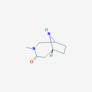 molecular formula C8H14N2O B13652220 (6R)-3-methyl-3,9-diazabicyclo[4.2.1]nonan-4-one 