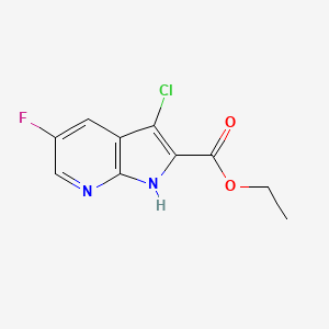 molecular formula C10H8ClFN2O2 B13652309 Ethyl 3-chloro-5-fluoro-1H-pyrrolo[2,3-b]pyridine-2-carboxylate 
