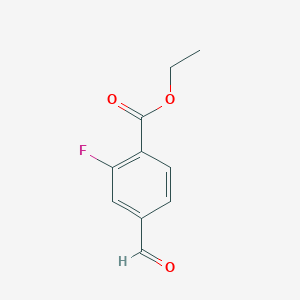 molecular formula C10H9FO3 B13652820 Ethyl 2-fluoro-4-formylbenzoate 