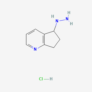 molecular formula C8H12ClN3 B13652834 5-Hydrazinyl-6,7-dihydro-5H-cyclopenta[b]pyridine hydrochloride 