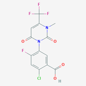 molecular formula C13H7ClF4N2O4 B1365287 2-Chloro-4-fluoro-5-[3-methyl-2,6-dioxo-4-(trifluoromethyl)pyrimidin-1-yl]benzoic acid 