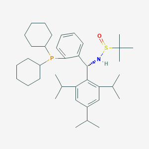 molecular formula C38H60NOPS B13652904 (R)-N-((R)-(2-(Dicyclohexylphosphanyl)phenyl)(2,4,6-triisopropylphenyl)methyl)-2-methylpropane-2-sulfinamide 