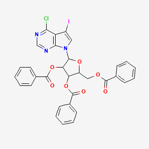 molecular formula C32H23ClIN3O7 B13652907 7H-Pyrrolo[2,3-d]pyrimidine, 4-chloro-5-iodo-7-(2,3,5-tri-O-benzoyl-|A-D-ribofuranosyl)- 