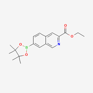 molecular formula C18H22BNO4 B13653058 Ethyl 7-(4,4,5,5-tetramethyl-1,3,2-dioxaborolan-2-yl)isoquinoline-3-carboxylate 
