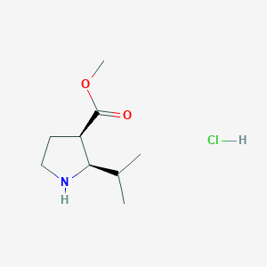molecular formula C9H18ClNO2 B13653378 rac-methyl (2R,3R)-2-(propan-2-yl)pyrrolidine-3-carboxylate hydrochloride 