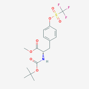 molecular formula C16H20F3NO7S B1365378 (S)-Methyl 2-((tert-butoxycarbonyl)amino)-3-(4-(((trifluoromethyl)sulfonyl)oxy)phenyl)propanoate CAS No. 112766-18-4
