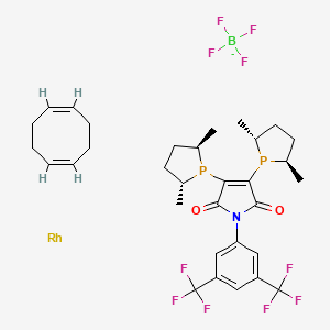molecular formula C32H39BF10NO2P2Rh- B13653859 (-)-2,3-Bis[(2R,5R)-2,5-dimethylphospholano]-N-[3,5-bis(trifluoromethyl)phenyl]maleimide(1,5-cyclooctadiene)rhodium(I) tetrafluoroborate 