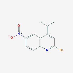 molecular formula C12H11BrN2O2 B13653894 2-Bromo-4-isopropyl-6-nitroquinoline 