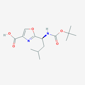 molecular formula C14H22N2O5 B1365410 2-[(S)-1-[(tert-Butyloxycarbonyl)amino]-3-methylbutyl]oxazole-4-carboxylic acid 