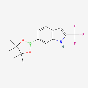 molecular formula C15H17BF3NO2 B13654166 6-(4,4,5,5-Tetramethyl-1,3,2-dioxaborolan-2-yl)-2-(trifluoromethyl)-1H-indole 