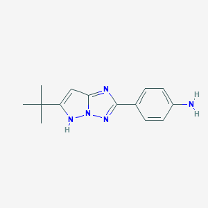 molecular formula C14H17N5 B136542 2-(4-Aminophenyl)-6-tert-butyl-1h-pyrazolo[1,5-b][1,2,4]triazole CAS No. 152828-25-6