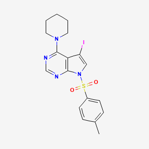 molecular formula C18H19IN4O2S B13654506 5-Iodo-4-(piperidin-1-yl)-7-tosyl-7H-pyrrolo[2,3-d]pyrimidine 