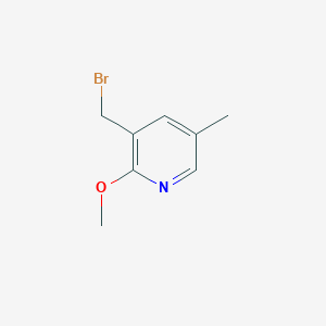 molecular formula C8H10BrNO B13654546 3-(Bromomethyl)-2-methoxy-5-methylpyridine 