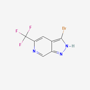 molecular formula C7H3BrF3N3 B13654569 3-Bromo-5-(trifluoromethyl)-1H-pyrazolo[3,4-c]pyridine 