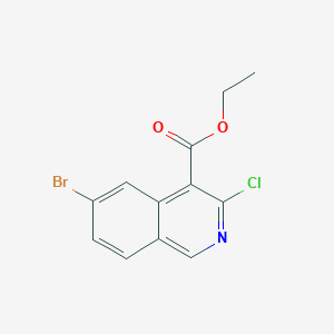 molecular formula C12H9BrClNO2 B13654639 Ethyl 6-bromo-3-chloroisoquinoline-4-carboxylate 