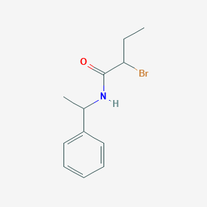 molecular formula C12H16BrNO B13655417 2-bromo-N-(1-phenylethyl)butanamide 