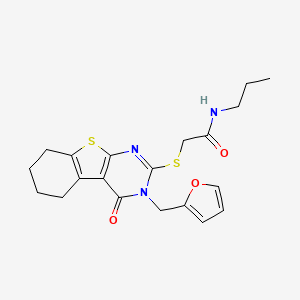 2-[[3-(furan-2-ylmethyl)-4-oxo-5,6,7,8-tetrahydro-[1]benzothiolo[2,3-d]pyrimidin-2-yl]sulfanyl]-N-propylacetamide