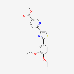 molecular formula C20H20N2O4S B13655670 Methyl 6-(2-(3,4-diethoxyphenyl)thiazol-4-yl)nicotinate 