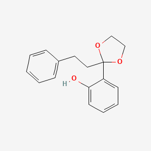 molecular formula C17H18O3 B1365585 2-[2-(2-Phenylethyl)-1,3-dioxolan-2-YL]phenol 