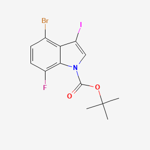 molecular formula C13H12BrFINO2 B13655872 tert-Butyl 4-bromo-7-fluoro-3-iodo-1H-indole-1-carboxylate 