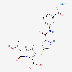 molecular formula C22H24N3NaO7S B13655986 Sodium;3-[[4-[[2-carboxy-6-(1-hydroxyethyl)-4-methyl-7-oxo-1-azabicyclo[3.2.0]hept-2-en-3-yl]sulfanyl]pyrrolidine-2-carbonyl]amino]benzoate 