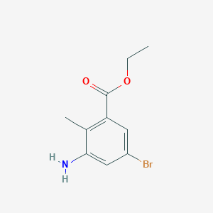 molecular formula C10H12BrNO2 B13656125 Ethyl 3-amino-5-bromo-2-methylbenzoate 