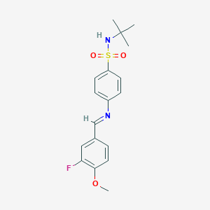 molecular formula C18H21FN2O3S B1365618 N-tert-Butyl-4-[(3-fluoro-4-methoxybenzylidene)amino]benzenesulfonamide 