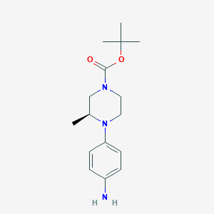 molecular formula C16H25N3O2 B13656232 tert-Butyl (S)-4-(4-aminophenyl)-3-methylpiperazine-1-carboxylate 