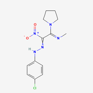 molecular formula C13H16ClN5O2 B1365638 2-(methylimino)-1-nitro-2-(1-pyrrolidinyl)-1-ethanone N-(4-chlorophenyl)hydrazone 