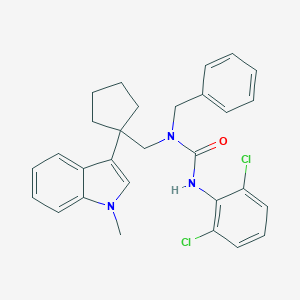 molecular formula C29H29Cl2N3O B136566 Urea, N'-(2,6-dichlorophenyl)-N-((1-(1-methyl-1H-indol-3-yl)cyclopentyl)methyl)-N-(phenylmethyl)- CAS No. 145131-56-2