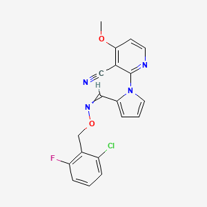molecular formula C19H14ClFN4O2 B1365666 2-[2-[(2-Chloro-6-fluorophenyl)methoxyiminomethyl]pyrrol-1-yl]-4-methoxypyridine-3-carbonitrile 