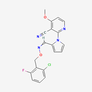 molecular formula C19H14ClFN4O2 B1365666 2-[2-({[(2-chloro-6-fluorobenzyl)oxy]imino}methyl)-1H-pyrrol-1-yl]-4-methoxynicotinonitrile 