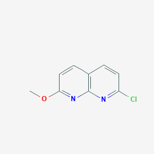 molecular formula C9H7ClN2O B13657051 2-Chloro-7-methoxy-1,8-naphthyridine 