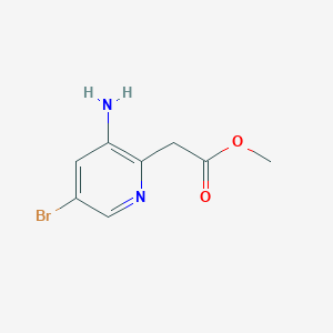 molecular formula C8H9BrN2O2 B13657068 Methyl 2-(3-amino-5-bromopyridin-2-yl)acetate 