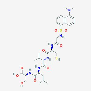 molecular formula C31H46N6O9S2 B136571 丹磺酰基-甘氨酸-半胱氨酸-缬氨酸-亮氨酸-丝氨酸-OH CAS No. 143744-88-1