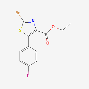 molecular formula C12H9BrFNO2S B13657356 Ethyl 2-bromo-5-(4-fluorophenyl)thiazole-4-carboxylate 